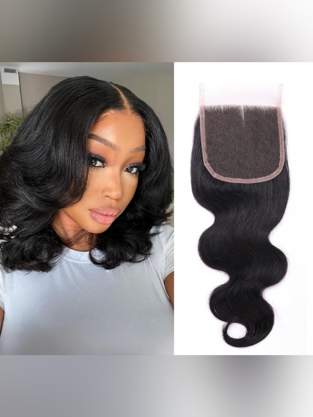 4x4 HD Lace Closure Body Wave Remy Human Hair 8" 130% Density Natural Black